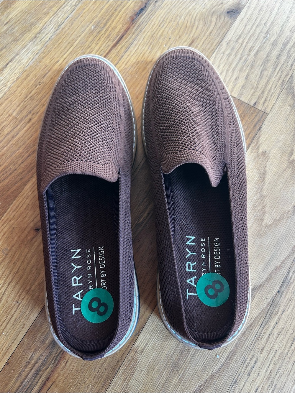 Taryn Rose Laley Comfort Knit Slip On Mules Brown Sz 8 Stretchy Breathable Sz 8M